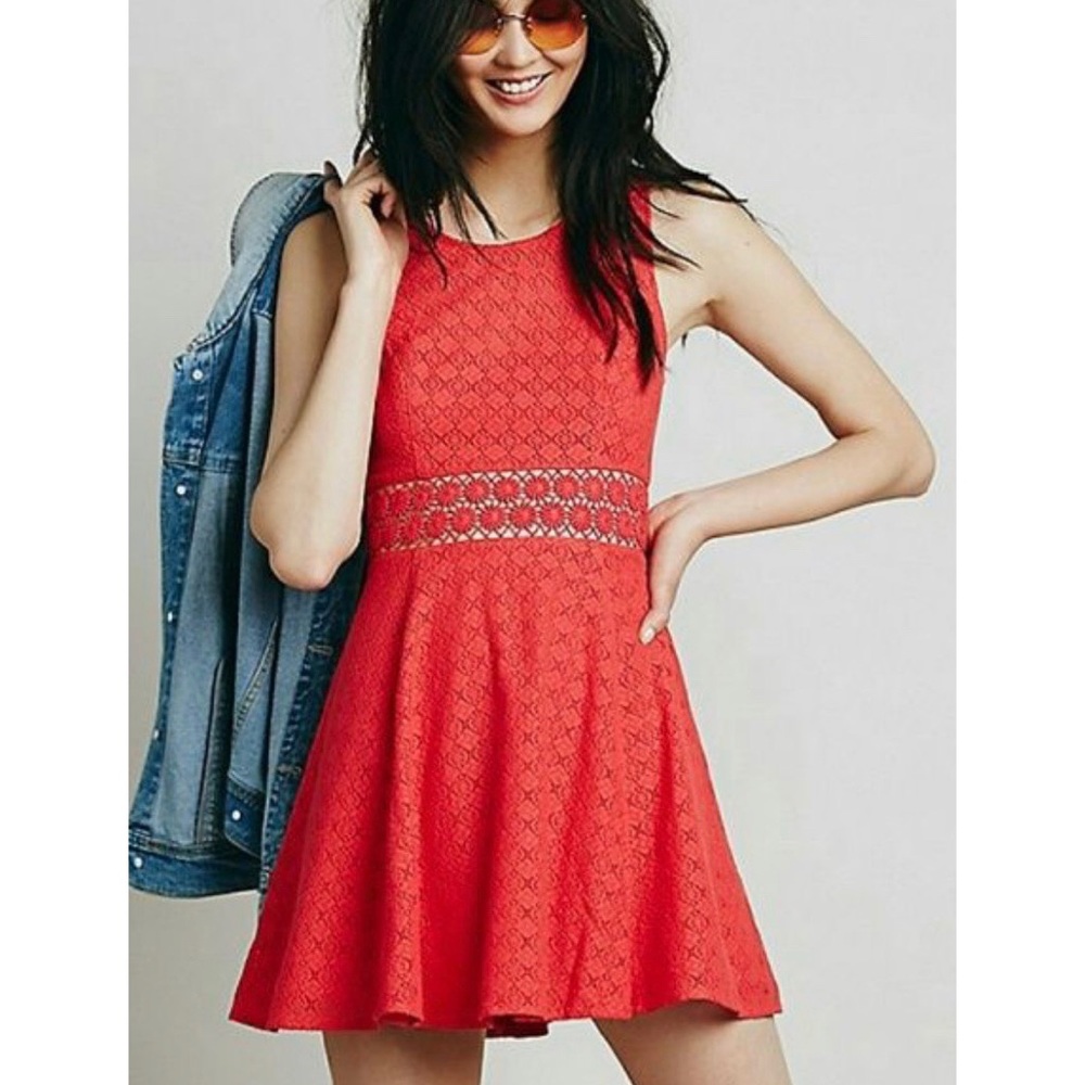 Free People Lace Crochet Skater Dress